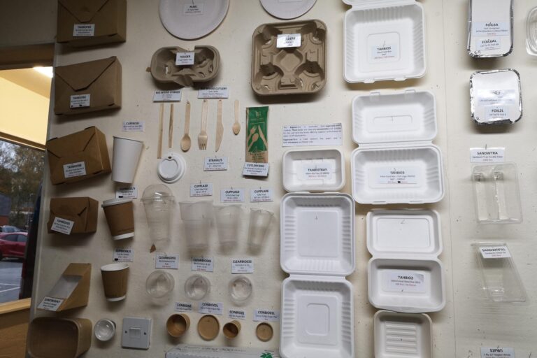 Catering disposables including takeaway meal boxes, coffee cups, cutlery and napkins stocked at Torbay Packaging in Torquay